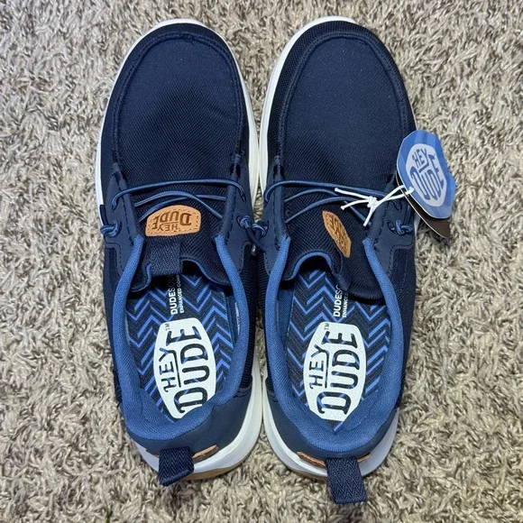 Hey Dude Wally Drift Mesh Men's Size 8 Casual Shoes Navy Blazer Blue White NEW - Picture 5 of 7